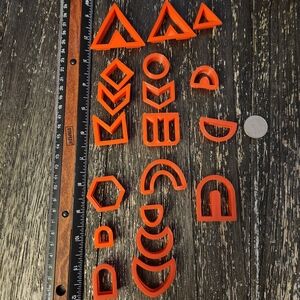 Set of Orange Geometric Cookie / Polymer Clay Cutters